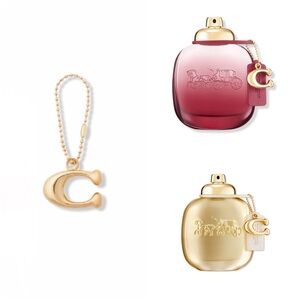 NEW Coach Gold Signature Logo Collectible Purse Bag Charm Key Fob Hang Tag Chain